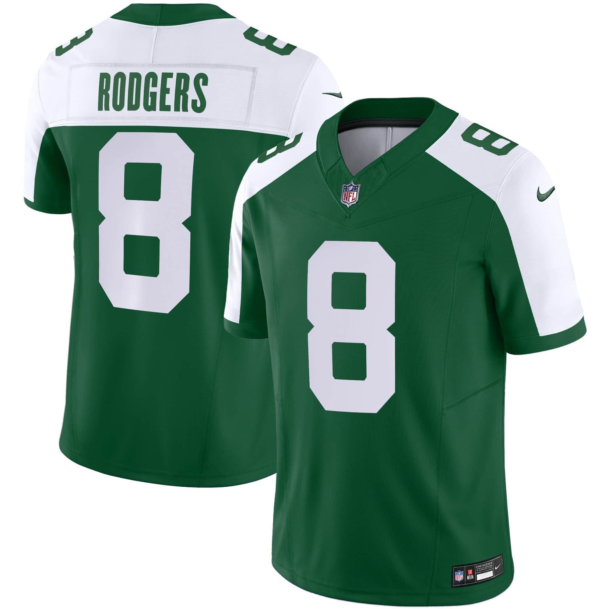 Men New York Jets #8 Rodgers Green 2024 Nike Limited NFL Jersey style 1